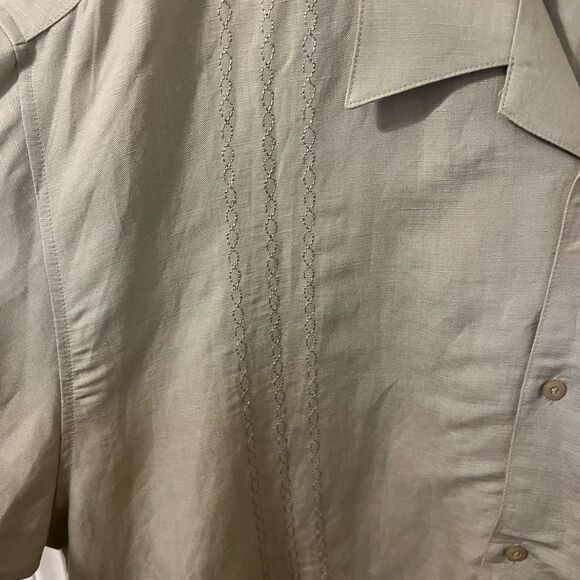 Men's Tan Linen Resort Shirt Size 2X Great Condition - Picture 3 of 9